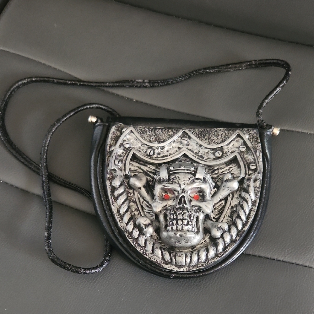 Black and Silver Crossbody Bag with Skull Design